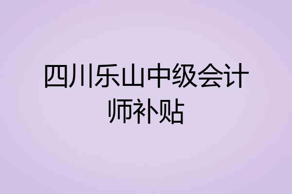 四川乐山中级会计师补贴