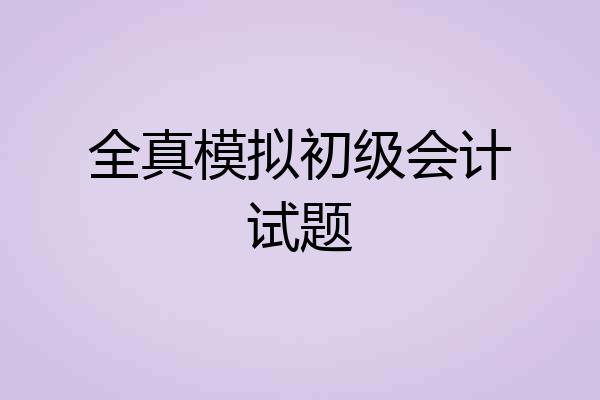 全真模拟初级会计试题