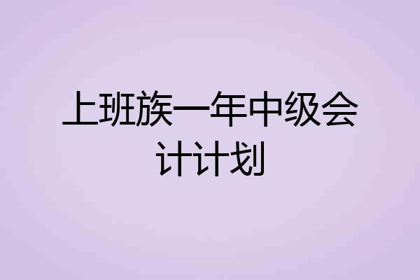 上班族一年中级会计计划