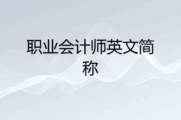 职业会计师英文简称