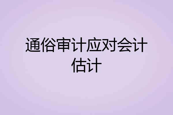 通俗审计应对会计估计
