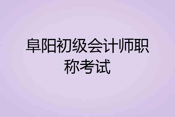阜阳初级会计师职称考试