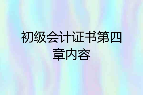 初级会计证书第四章内容