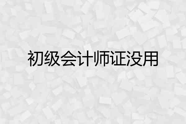 初级会计师证没用