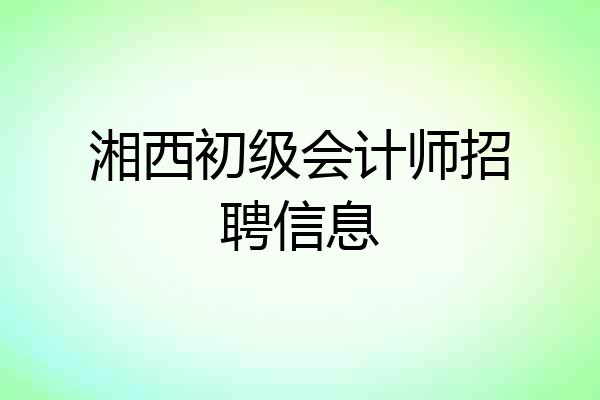 湘西初级会计师招聘信息