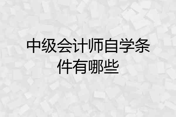 中级会计师自学条件有哪些