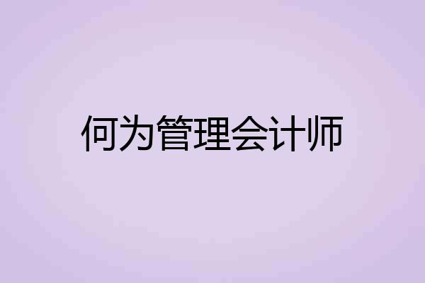 何为管理会计师