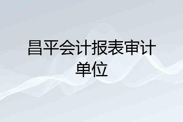昌平会计报表审计单位