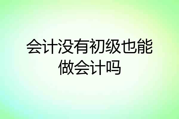 会计没有初级也能做会计吗