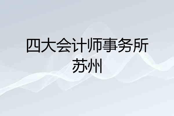 四大会计师事务所苏州