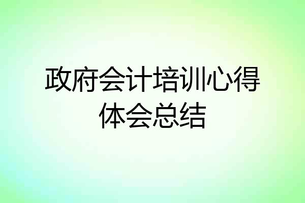 政府会计培训心得体会总结