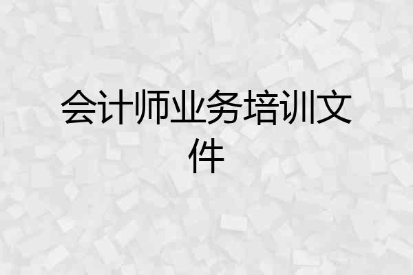 会计师业务培训文件