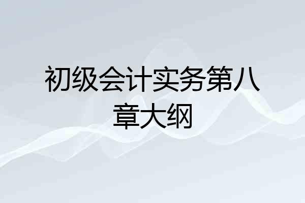 初级会计实务第八章大纲