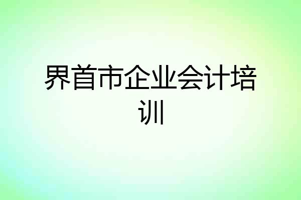 界首市企业会计培训
