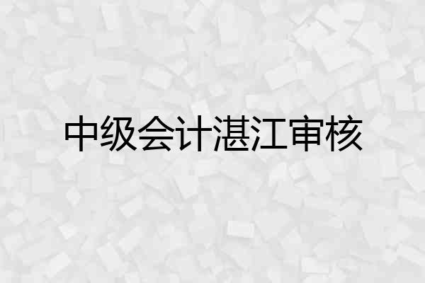 中级会计湛江审核
