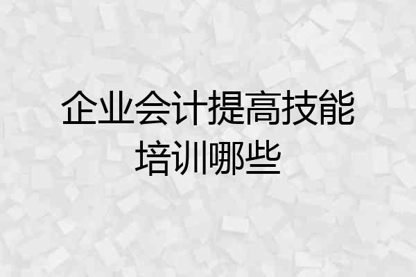 企业会计提高技能培训哪些