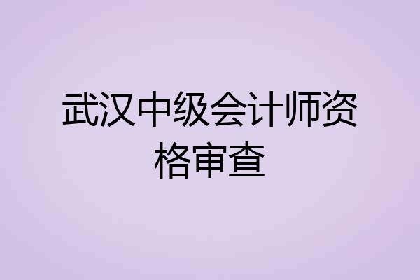 武汉中级会计师资格审查