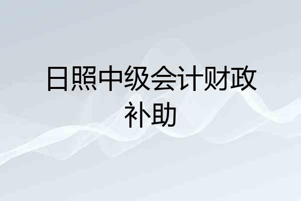 日照中级会计财政补助