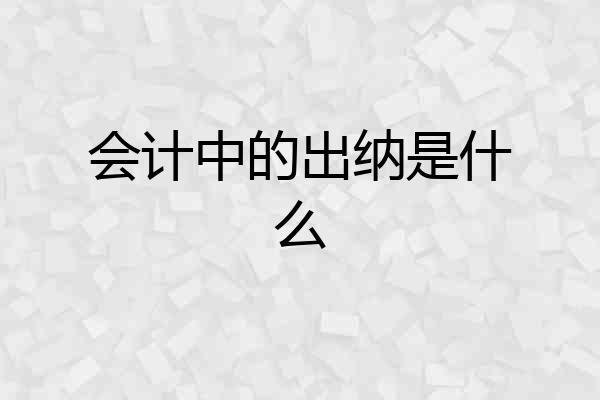 会计中的出纳是什么