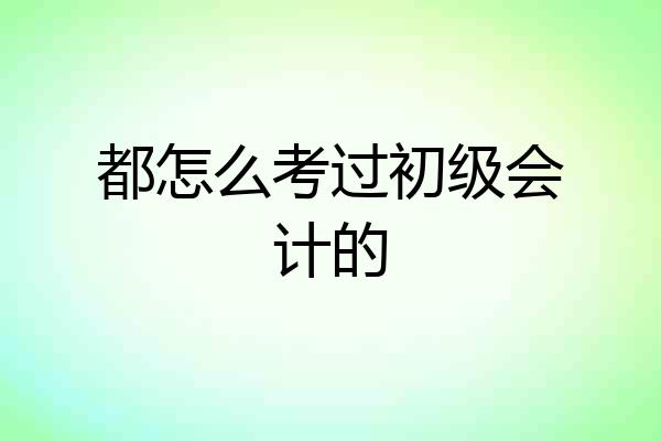 都怎么考过初级会计的
