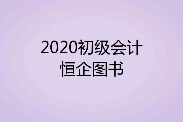 2020初级会计恒企图书
