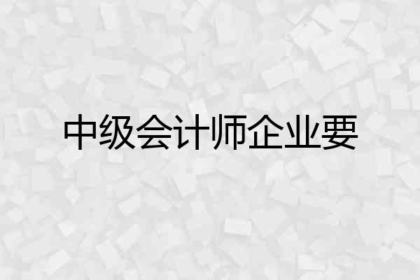 中级会计师企业要