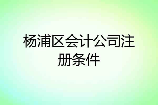 杨浦区会计公司注册条件
