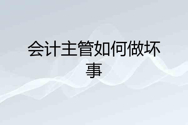 会计主管如何做坏事