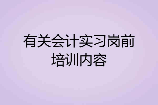 有关会计实习岗前培训内容