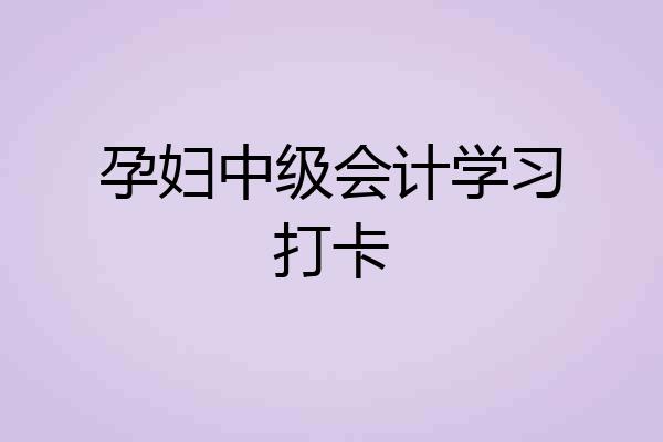 孕妇中级会计学习打卡