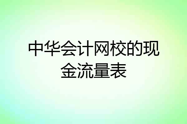 中华会计网校的现金流量表