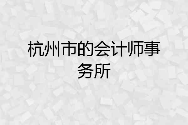 杭州市的会计师事务所