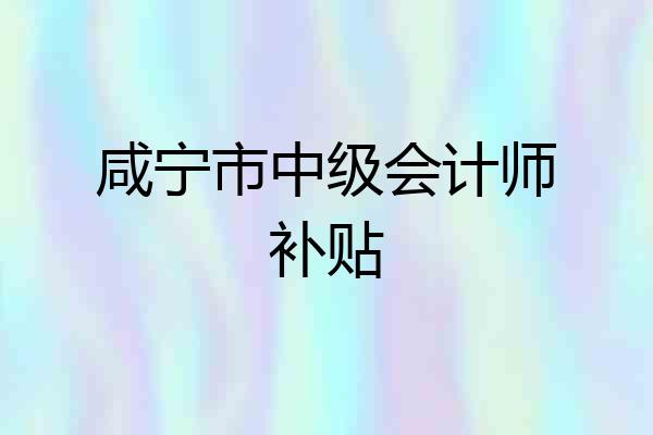 咸宁市中级会计师补贴
