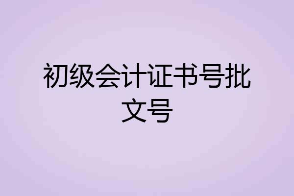 初级会计证书号批文号