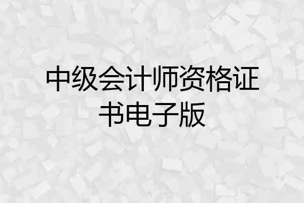 中级会计师资格证书电子版