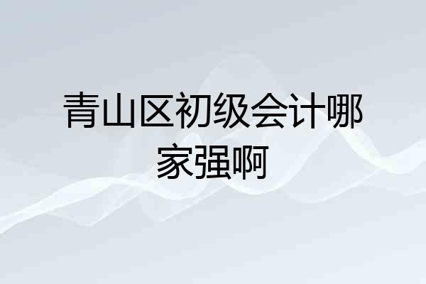 青山区初级会计哪家强啊