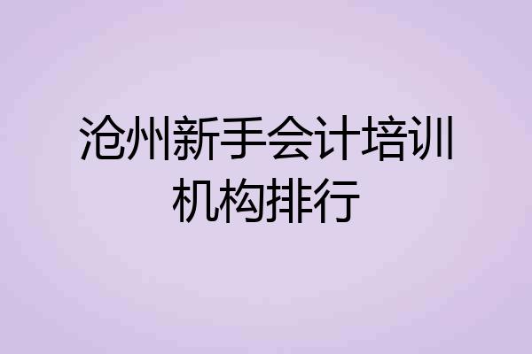 沧州新手会计培训机构排行