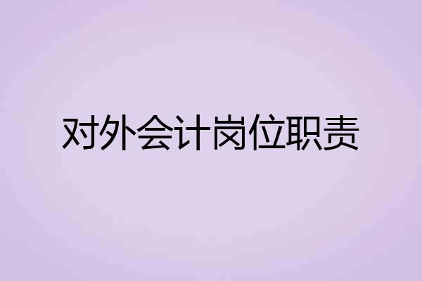 对外会计岗位职责