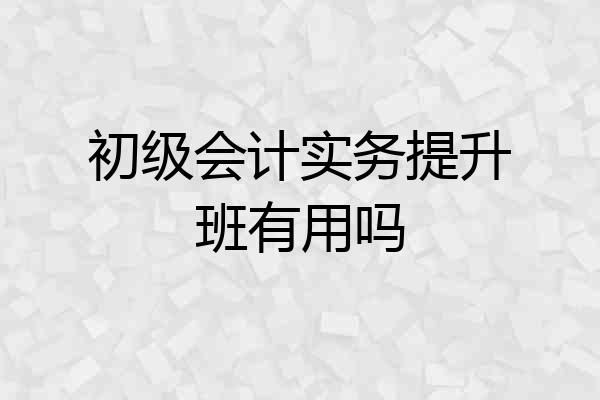 初级会计实务提升班有用吗