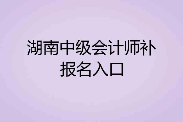 湖南中级会计师补报名入口