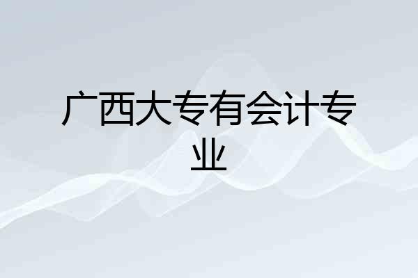 广西大专有会计专业