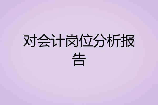对会计岗位分析报告
