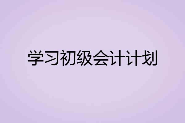 学习初级会计计划