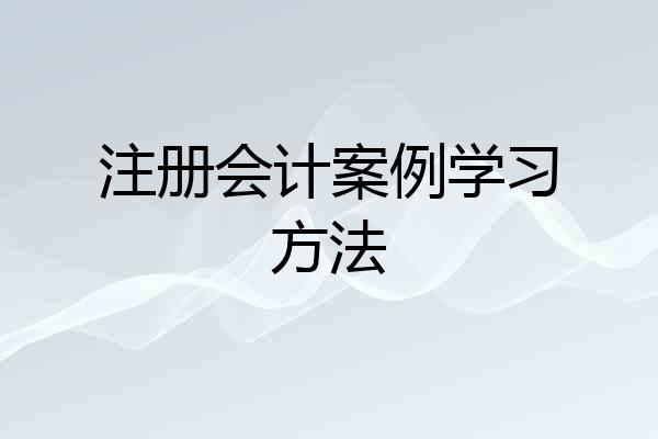 注册会计案例学习方法