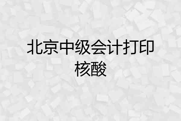 北京中级会计打印核酸