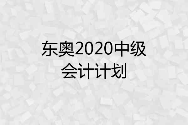 东奥2020中级会计计划