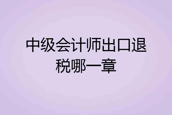 中级会计师出口退税哪一章