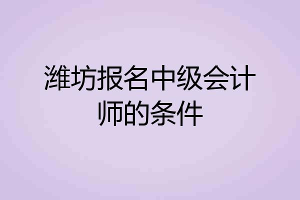 潍坊报名中级会计师的条件