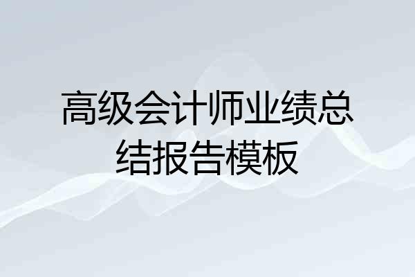高级会计师业绩总结报告模板