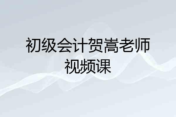 初级会计贺嵩老师视频课
